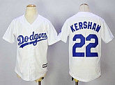 Youth Los Angeles Dodgers #22 Clayton Kershaw White New Cool Base Jersey,baseball caps,new era cap wholesale,wholesale hats